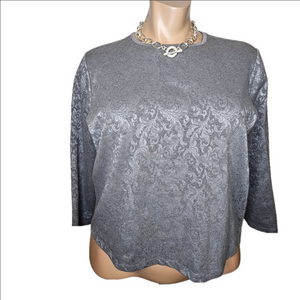 Liz Claiborne Grey Paisley Print Sweater,  Women's Plus Size 2X